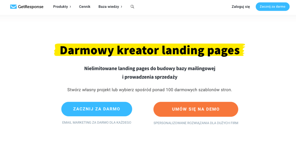 kreator landing page getresponse